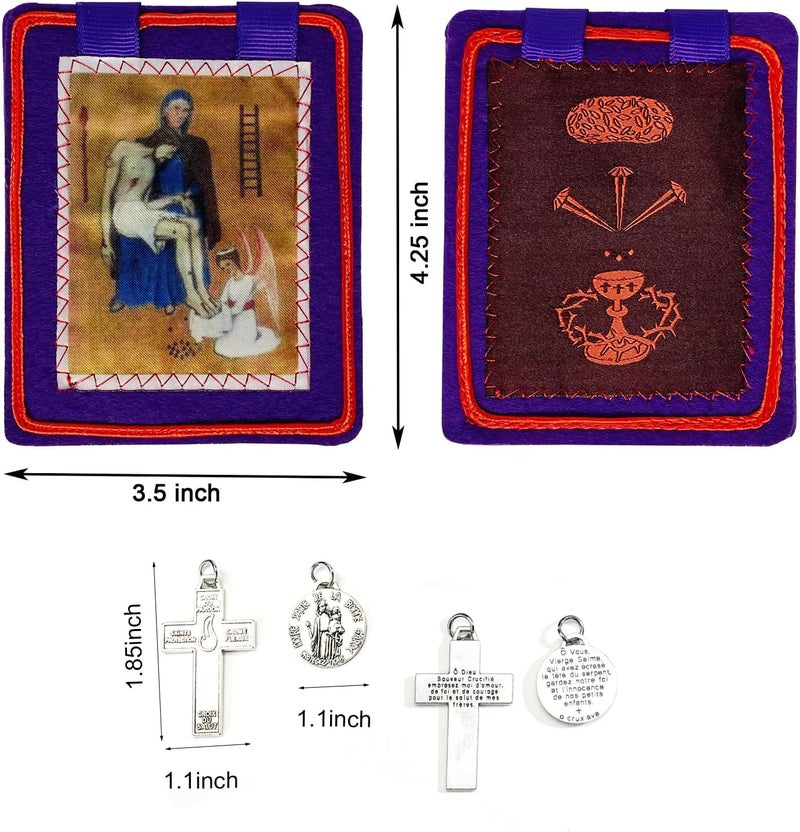 TALPGOD Purple Escapularios Catolicos Catholic Scapular Marie Julie Jahenny of Benediction with Protection Cross of Forgiveness and Medal of Our Mother of Good Guard - Image 2